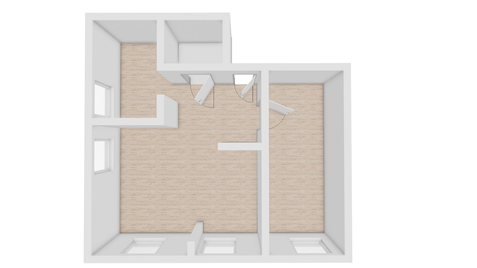 Rzut z góry mieszkania 48 m² w Pruszkowie – układ pomieszczeń